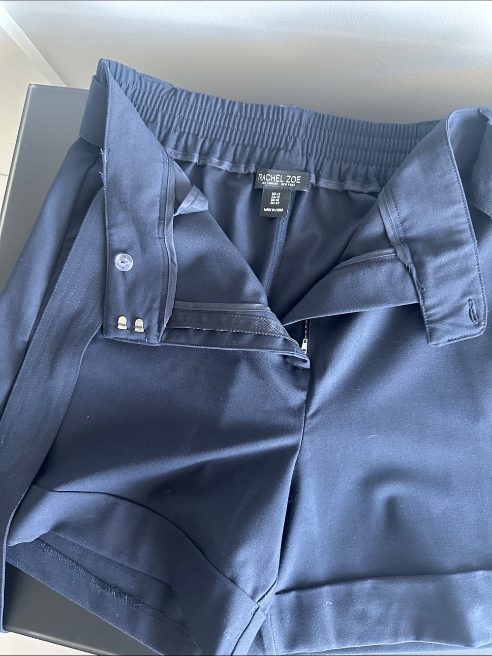 Rachel Zoe Dark Navy Tailored High-Waist Shorts